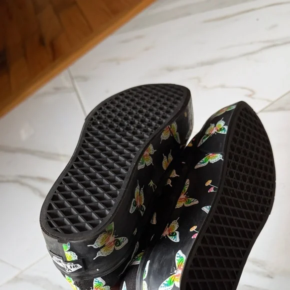 LIMITED EDITION Vans classic Black Canvas Sneakers platform Butterfly Print - Picture 12 of 15
